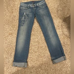 BIK BOK Kate Jeans Women’s XS Embroidered Cuffed denim Norwegian Unique